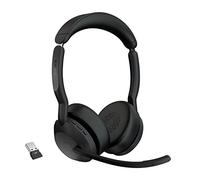 Jabra Evolve2 55 Auriculares Estéreo Inalámbricos con Tecnología Jabra Air Comfort, Micrófonos con Cancelación de Ruido y ANC, para Plataformas UC como Zoom y Google Meet, Negro