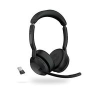 Jabra Evolve2 55 Auriculares estéreo inalámbricos - Tecnología AirComfort, micrófonos cancelación de ruido y cancelación activa del ruido - Certificado MS Teams, funciona con otras plataformas - Negro