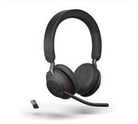 Jabra Evolve2 65 auriculares, estéreo, inalámbricos, Bluetooth, negro incl. Link 380 USB-A y estación de carga, optimizado para Microsoft Teams