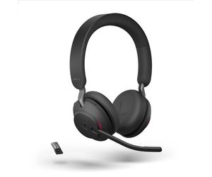Jabra Evolve2 65 auriculares, estéreo, inalámbricos, Bluetooth, negro incl. Link 380 USB-A y estación de carga, optimizados para una comunicación unificada