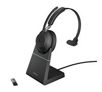 Jabra Evolve2 65 - Auriculares inalámbricos Bluetooth con micrófono para Llamadas y música, Auriculares de una Sola Oreja con Adaptador USB-A y Soporte de Carga, batería de hasta 37 Horas, Funciona
