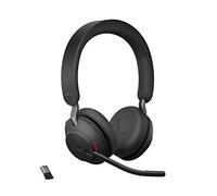 Jabra Evolve2 65 Auriculares Inalámbricos Estéreo PC con Cancelación de Ruido - Certificados para Microsoft Teams - Batería de Larga Duración - Adaptador Bluetooth USB-A - Negro