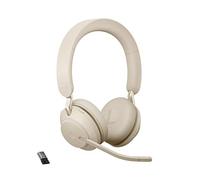 Jabra Evolve2 65 Auriculares Inalámbricos Estéreo PC con Cancelación de Ruido - Certificados para plataformas UC - Batería de Larga Duración - Adaptador Bluetooth USB-A - Beige