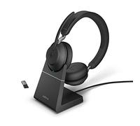 Jabra Evolve2 65 Auriculares Inalámbricos Estéreo PC con Soporte de Carga - Certificados para Microsoft Teams - Batería de Larga Duración - Adaptador Bluetooth USB-A - Negro