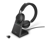 Jabra Evolve2 65 Auriculares Inalámbricos Estéreo PC con Soporte de Carga - Certificados para Microsoft Teams - Batería de Larga Duración - Adaptador Bluetooth USB-C - Negro