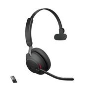 Jabra Evolve2 65 Auriculares Inalámbricos Monoaurales PC con Cancelación de Ruido - Certificados para Plataformas UC - Batería de Larga Duración - Adaptador Bluetooth USB-A - Negro