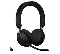 Jabra Evolve2 65 - Auriculares inalámbricos para PC, cancelación de Ruido, Auriculares estéreo certificados por Microsoft Teams con batería de Larga duración, Adaptador Bluetooth USB-C, Color Negro
