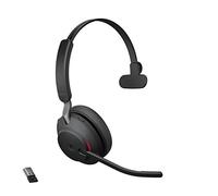 Jabra Evolve2 65 - Auriculares inalámbricos para PC, cancelación de ruido, certificados por Microsoft Teams, con batería de larga duración, adaptador Bluetooth USB-A, color negro (renovado)