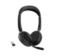 Jabra Evolve2 65 Flex Auriculares Estéreo Inalámbricos con Bluetooth, Tecnología ClearVoice con Cancelación de Ruido y ANC Híbrido, Funciona con Plataformas de UC, Negro