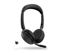 Jabra Evolve2 65 Flex - Auriculares estéreo con Bluetooth, Almohadilla de Carga inalámbrica, tecnología ClearVoice con cancelación de Ruido y ANC híbrido, Certificado para Equipos MS, Color