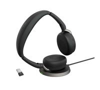 Jabra Evolve2 65 Flex - Stereo Headset with Bluetooth, Wireless Charging Pad, No