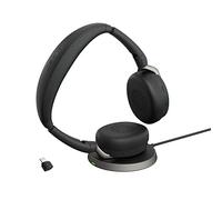 Jabra Evolve2 65 Flex UC - Auriculares inalámbricos Bluetooth para Trabajo híbrido, cancelación Activa del Ruido, conectividad USB-C, diseño Plegable, Carga inalámbrica, tecnología de micrófono