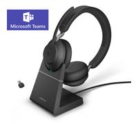 Jabra Evolve2 65 auriculares estéreo USB-C MS con base de carga para Microsoft Teams, negro