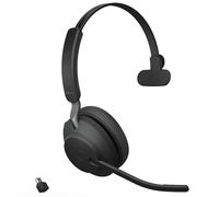 Jabra Evolve2 65 UC Auriculares inalámbricos con Link380c, Mono, Negro - Auriculares inalámbricos Bluetooth para Llamadas y música, 37 Horas de duración de la batería, Auriculares pasivos con