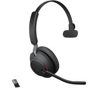 Jabra Evolve2 65 Auriculares Inalámbricos Monoaurales PC con Cancelación de Ruido - Certificados para Plataformas UC - Batería de Larga Duración - Adaptador Bluetooth USB-A - Negro