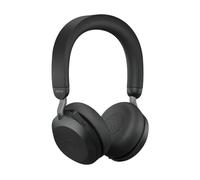 Jabra Evolve2 75-Auriculares Estéreo Inalámbricos con Estación de Carga, 8 Micrófonos, Doble Espuma, Cancelación de Ruido Activa, Adaptador Bluetooth USB-A-Compatibilidad con CU-Negro