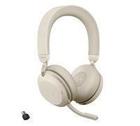 Jabra Evolve2 75 Auriculares Estéreo Inalámbricos para PC con 8 Micrófonos-Auriculares de Doble Espuma con Cancelación de Ruido Activa, Adaptador Bluetooth USB-C-Compatibilidad con CU-Beige