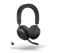Jabra Evolve2 75 Auriculares Estéreo Inalámbricos para PC con tecnología de 8 micrófonos-Auriculares de Doble Espuma y Cancelación de Ruido Activa, Adaptador Bluetooth USB-C-Para MS Teams-Negro