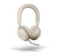 Jabra Evolve2 75 Auriculares Estéreo Inalámbricos para PC con tecnología de 8 micrófonos-Auriculares de Doble Espuma y Cancelación de Ruido Activa, Adaptador Bluetooth USB-A-Para MS Teams-Beige