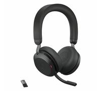 Jabra Evolve2 75 Auriculares estéreo inalámbricos para UC con soporte de escritorio, Bluetooth, USB-A, negro