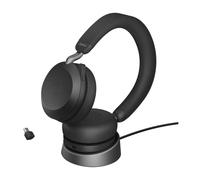 Jabra Evolve2 75 Auriculares estéreo inalámbricos para UC con soporte de escritorio, Bluetooth, USB-C,negro