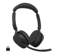 Jabra Evolve3 65 Auriculares Bluetooth con Micrófono, MS Teams, USB-C | Adaptador Bluetooth USB-C, batería 59 horas, auriculares para oficina con ANC, Jabra ClearVoice™, Microsoft Teams, negro