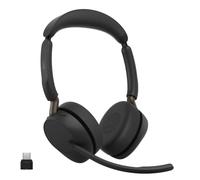 Jabra Evolve3 65 Auriculares Inalámbricos Bluetooth, UC, USB-C | Adaptador USB-C, batería 59 horas, auriculares ANC, Jabra ClearVoice™, para aplicaciones de reuniones, negro