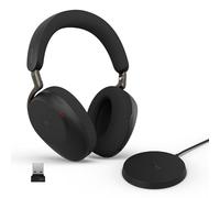 Jabra Evolve3 85 Auriculares Over-Ear Bluetooth Inalámbricos con Micrófono y Base Carga para Trabajo, USB-A, IA Llamadas, ANC Adaptativa, 25h Batería, MS Teams Certificado, Negro