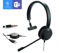 Jabra GN Jabra Evolve 30 II MS Mono Auricular con conexión USB + Jack 3,5mm, versión mono optimizada para Skype for Business - ideal para call centers