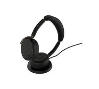 Jabra GN Jabra Evolve3 65 UC Estéreo USB-A con Base Auriculares profesionales UC plegables sin brazo de micrófono, con ANC adaptativo, ClearVoice AI, Link 390a