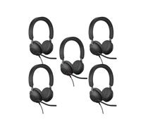 Jabra GN Pack de 5 auriculares con cable Jabra Evolve2 40 SE USB-C/A MS Stereo Pack de 5 auriculares profesionales Jabra Evolve2 40 SE Stereo con conectividad