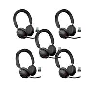 Jabra GN Pack de 5 Jabra Evolve2 65 Duo MS USB-A Pack de 5 auriculares profesionales Jabra Evolve2 65 Duo MS con conexión inalámbrica USB-A y certificación