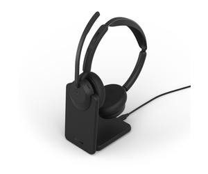 Jabra Jabra Evolve3 45 Duo USB-C MS + Base Auricular Duo con base para profesionales que viven entre reuniones Teams: menos ruido, voz más definida y