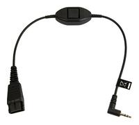 Jabra QD Cord w. PTT QD 2.5mm Jack Negro Adaptador de Cable - Adaptador para Cable (QD, 2.5mm Jack, 0,3 m, Negro)