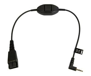 Jabra QD Cord w. PTT QD 2.5mm Jack Negro Adaptador de Cable - Adaptador para Cable (QD, 2.5mm Jack, 0,3 m, Negro)