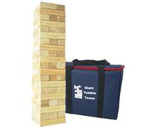 Jac & Mok Gran torre Wiebel, juego de pila de madera de pino - 60 bloques de construcción con bolsa de transporte - Gigantes Tumble de madera de pino fuera de juego