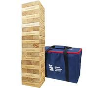 Jac & Mok Juego de bloques de madera para volcar gigantes, juegos de apilamiento con bolsa de transporte (torre gigante de caída 60 piezas)