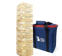 Jac & Mok Juego Jumbo Tumble Tower | 60 piezas de bloques de madera con funda de transporte | Material de madera de pino de alta calidad (construye de 60 cm a 150 cm)