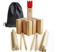 Jac & Mok Kubb - Juego de juegos vikingos de madera dura - Juegos de lanzamiento al aire libre (Kubb rojo, 5 x 5 x 30 cm - King)