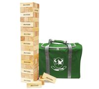 Jac & Mok Tumble Tower - Juego de bloques de madera apilables, incluye funda de transporte (alto, 54 bloques de madera)