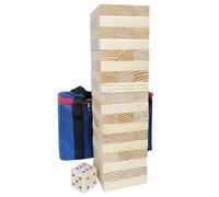 Jac & Mok Tumble Tower Juego de bloques de madera con bolsa de transporte (54 unidades de torre grande con cubos)
