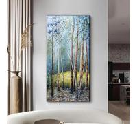 JACBON Abstract Landscape Painting, Paintings on Canvas, Birch Forest, Wall Art, Pictures, for Living Room Decoration(62x122cm(24x49inch)/ Frameless
