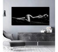 JACBON Modern Black and White Nude Art Posters Art Canvas Painting Sexy Woman Body Wall Art Picture for Living Room Home Decor 60x120cm（24x47inch InternalFrame