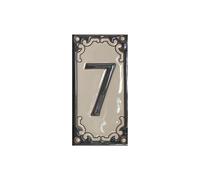 Jacho Black Azulejos de números y letras pintados a mano 11 x 5,5 cm con marcos de filigrana de metal opcionales (azulejo del número 7)