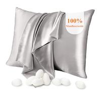 Jaciu Funda Almohada de Seda 100% para el Cabello y la Piel - Silk Pillowcase Ambos Lados (Gris 40X60cm 1 Pieza)