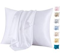 Jaciu Funda Almohada de Seda para el Cabello y la Piel - Silk Pillowcase con Ambos Lados de Seda (Blanco 40x80cm 1 Pieza)