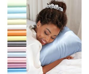 Jaciu Funda Almohada Seda 100% Seda, para el Cabello y la Piel, Silk Pillowcase Ambos Lados de Seda（Azul Claro 40X80cm 1 Pieza