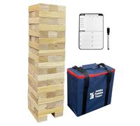 JacJoe All Pro Juego de madera de torre de bloques que se derriban y se apilan, juego de Timber de 56 piezas para el jardín, juegos de exterior para la familia (grande - 1.87 pies)