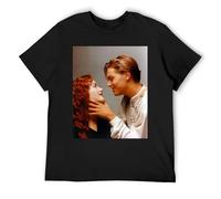 Jack and Rose Titanic - Camiseta de manga corta de algodón de gran tamaño para mujer, estilo informal, Negro, S