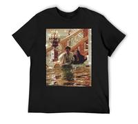Jack and Rose Titanic - Juego de 3 camisetas básicas de algodón de manga corta y cuello redondo para artículos esenciales de armario, Negro, L